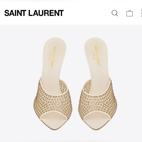 100% Authentic YSL Blonde Mules in Rhinestones Mesh Heels - Picture 1 of 3